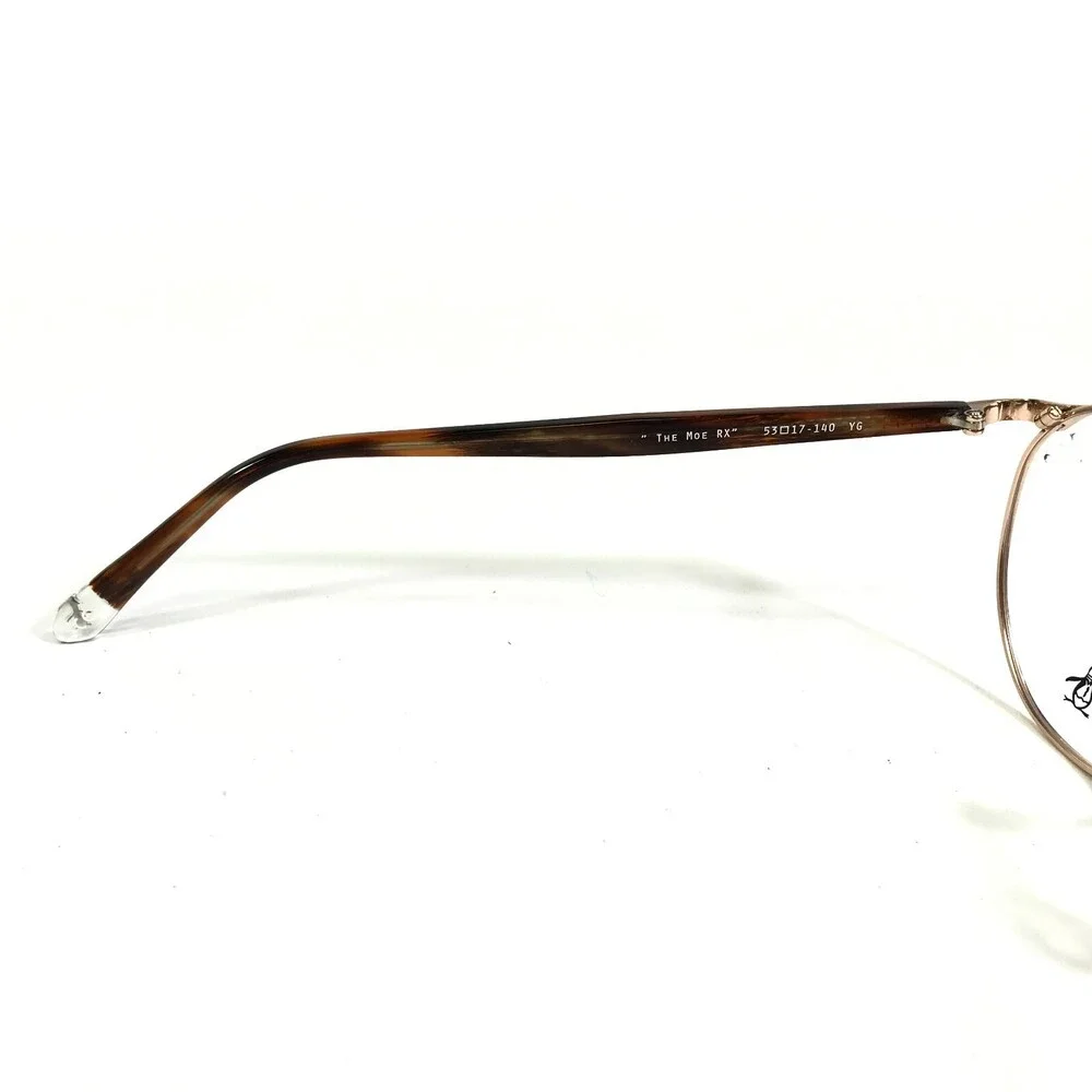 Penguin Eyeglasses Frames THE MOE YG Brown Gold Round Full Wire Rim 52-17-140